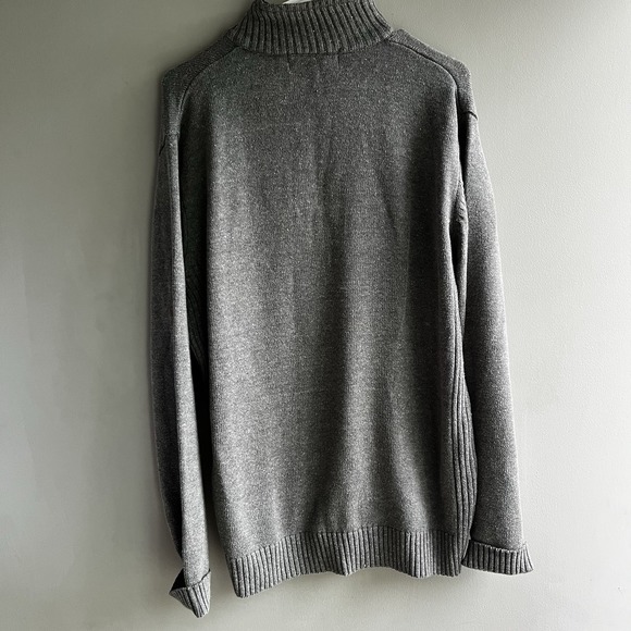 Mens Polo Long Sleeve Pull Over 1/4 Zip Sweater Gray Size Large Academia - Picture 7 of 7